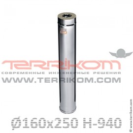 Дымоход МП (сэндвич) l-1,0 м (нерж. 430/0,8 мм + оцинк.)
