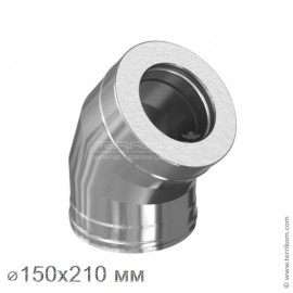 Колено дымохода-сэндвича 45° МП (нерж. 304/0,8 + 430/0,5 мм + ceramics)
