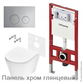 Комплект для установки подвесного унитаза: застенный модуль TECEspring base, панель смыва TECEspring LT, унитаз Model K
