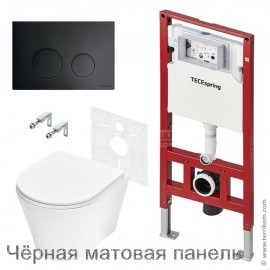 Комплект для установки подвесного унитаза: застенный модуль TECEspring base, панель смыва TECEspring LT, унитаз Model K