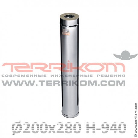 Дымоход МП (сэндвич) l-1,0 м (нерж. 430/0,5 мм + оцинк.)