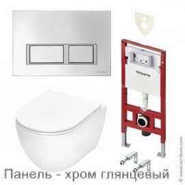 Комплект: застенный модуль TECEspring base, панель смыва TECEspring V, унитаз TECEspring Pro