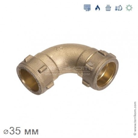 Угол 90° компрессионный (закругленный) (латунь), IBP Conex Compression