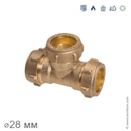 Тройник компрессионный (латунь DZR), IBP Conex Compression