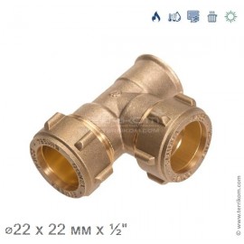 Тройник ВР с боковой резьбой компрессионный (латунь), IBP Conex Compression