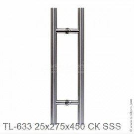 Ручка (комплект) 25x275x450 мм СК для стекла 8-12 мм, тонкостенные «Лайт», SSS (матовая нержавеющая сталь)