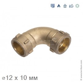 Угол 90° переходной компрессионный (закругленный)  (латунь DZR), IBP Conex Compression