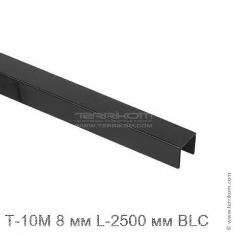 Профиль П-образный L-3000 мм для стекла 8 мм, для душевой кабины, BLC (чёрное покрытие)