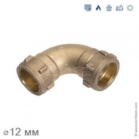 Угол 90° компрессионный (закругленный) (латунь), IBP Conex Compression