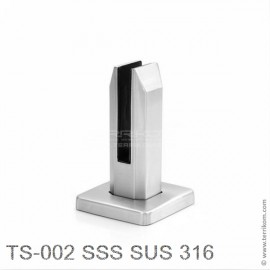 Стойка для ограждений ⌀50 мм, H-160 мм, квадратная, SUS 316, SSS (матовая нерж. сталь)