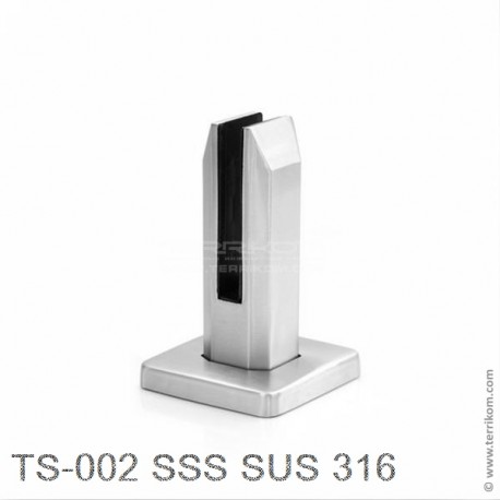 Стойка для ограждений ⌀50 мм, H-160 мм, квадратная, SUS 316, SSS (матовая нерж. сталь)