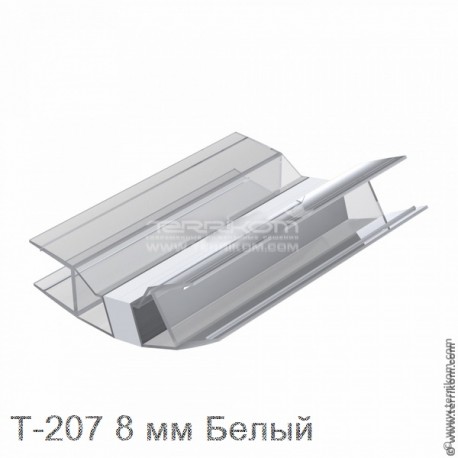 Профиль уплотнительный магнитный L-2200 мм, 125-145º, для стекла 8 мм (белый магнит, прозрачный ПВХ)