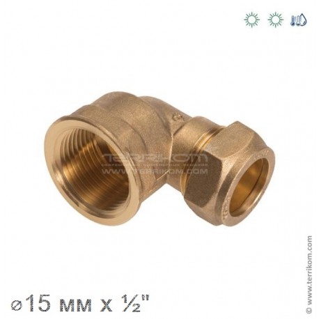 Угол 90° ВР компрессионный (латунь), IBP Conex Compression