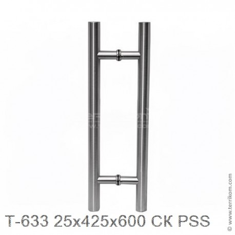Ручка (комплект) 25x425x600 мм СК для стекла 8-12 мм, PSS (полированная нержавеющая сталь)