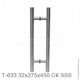 Ручка (комплект) 32x275x450 мм СК для стекла 8-12 мм, SSS (матовая нержавеющая сталь)