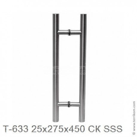 Ручка (комплект) 25x275x450 мм СК для стекла 8-12 мм, SSS (матовая нержавеющая сталь)