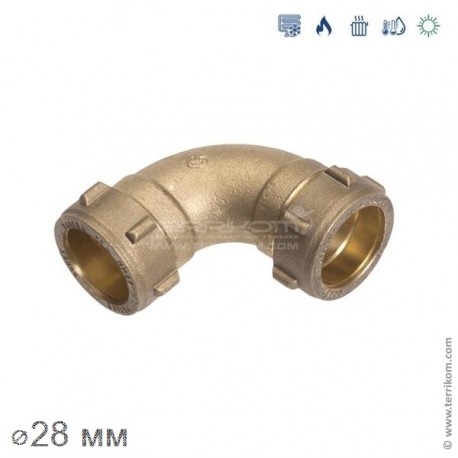 Угол 90° компрессионный (закругленный)  (латунь), IBP Conex Compression