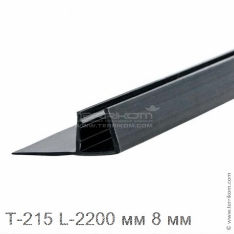 Профиль уплотнительный L-2200 мм, для стекла 8 мм (чёрный ПВХ)