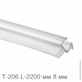 Профиль уплотнительный L-2200 мм, для стекла 8 мм (прозрачный ПВХ)
