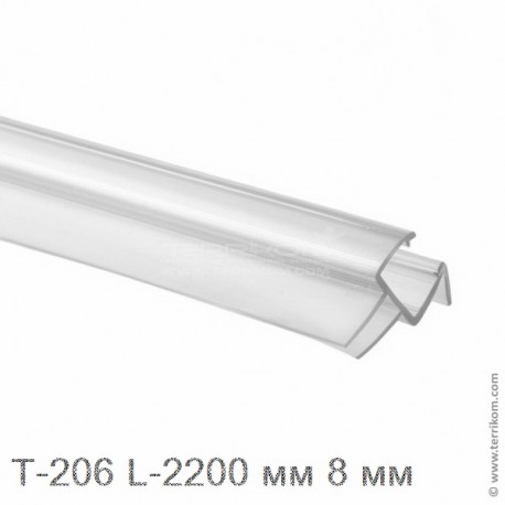 Профиль уплотнительный L-2200 мм, для стекла 8 мм (прозрачный ПВХ)