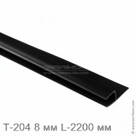 Профиль уплотнительный L-2200 мм, для стекла 8 мм, КУ 24 мм (черный ПВХ)