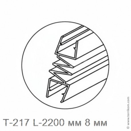 Профиль уплотнительный на два стекла L-2200 мм, для стекла 8 мм (прозрачный ПВХ)