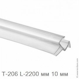 Профиль уплотнительный L-2200 мм, для стекла 10 мм (прозрачный ПВХ)