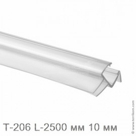 Профиль уплотнительный L-2500 мм, для стекла 10 мм (прозрачный ПВХ)