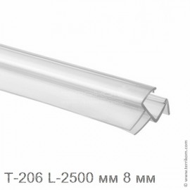 Профиль уплотнительный L-2500 мм, для стекла 8 мм (прозрачный ПВХ)